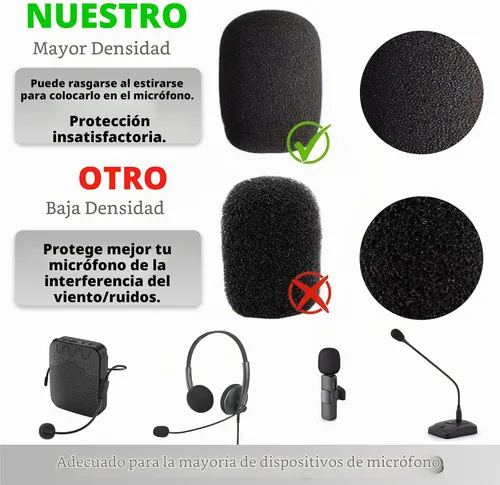 Vista 5 de Cubiertas de Espuma para Micrófono de Auriculares, Protector de Viento de Espuma Esponjosa para Micrófono de Solapa de Auriculares, Mini Cubierta