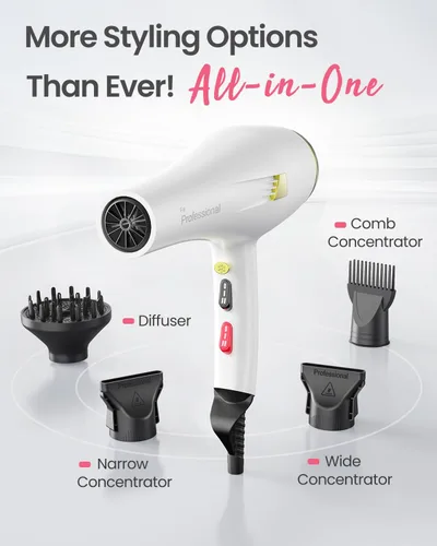 Vista 7 de Dekuri Secador de pelo iónico profesional con motor de CA, secado rápido, con difusor, peine, boquilla, concentrador, para cabello rizado y liso, 2
