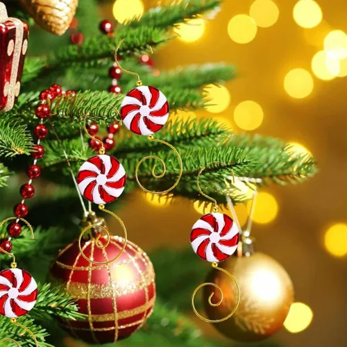 Vista 5 de Ganchos para adornos de Navidad, 20 piezas de ganchos de alambre para decoración de árbol de Navidad
