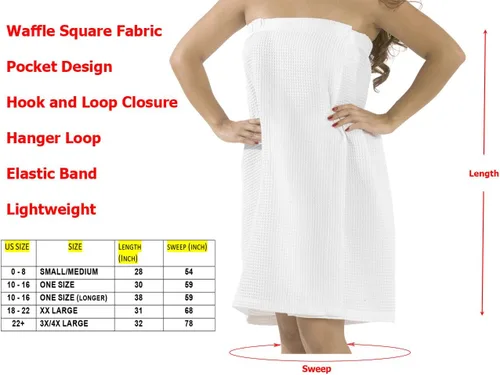 Vista 2 de Women's Shower Wrap Bath Robe, Lightweight Waffle Body Spa Wrap For Ladies
