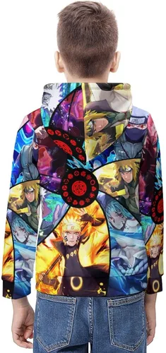 Vista 6 de Sudadera unisex con capucha para niños y niñas, con bolsillo de canguro, casual, sin botones, regalos