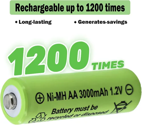 Vista 5 de 1.2v AA 3000mAh baterías recargables de alta capacidad 4 Pcs Double A Pre-Charged Ni-MH Battery 2A Long Life for Home Electronics,Outdoor Garden