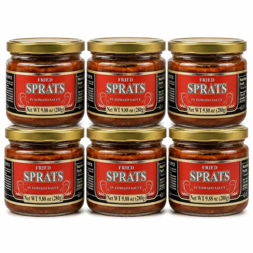 Vista 7 de Riga Gold Espadines fritos en salsa de tomate, frasco de vidrio de 9.88
