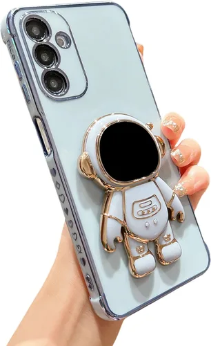 Vista 30 de phylla para Samsung Galaxy A12 Funda de Teléfono con Soporte Oculto de Astronauta Chapado en Oro de Lujo Lindo Astronauta Lateral Lindo