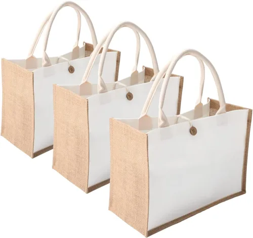 Vista 10 de Bolsa de yute grande de 16.5 x 7 x 13 pulgadas [10 unidades] con asas