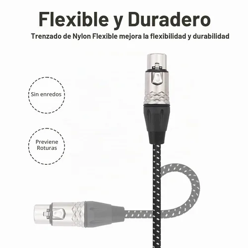 Vista 5 de Cable de micrófono XLR hembra a hembra de 6 pies, cables de conexión de micrófono equilibrados de 3 pines, cable DMX XLR hembra a hembra para F/G