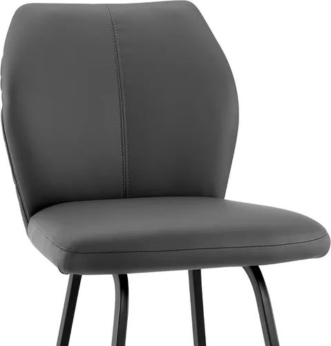 Vista 8 de Armen Living Taburete de cuero sintético gris Tandy y metal negro de 26 pulgadas