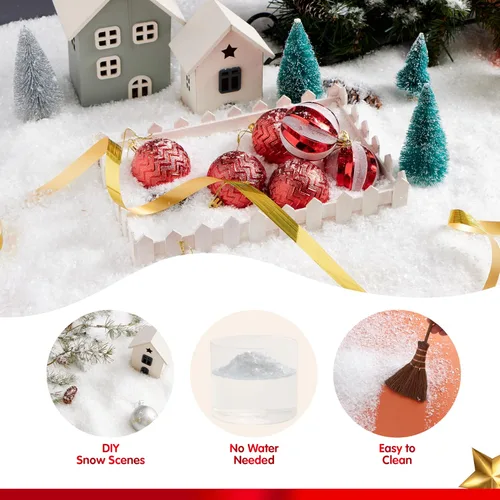 Vista 4 de JOYIN Paquete de 2, copos de nieve artificiales de plástico de 10 onzas (280g) blancos para decoración de árbol de Navidad, fiesta de Navidad