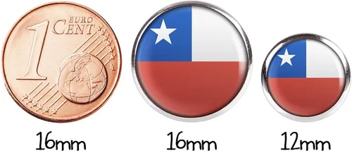 Vista 2 de Stud Earring Pair with Cabochon Picture Chile Santiago de Chile flag silver different sizes