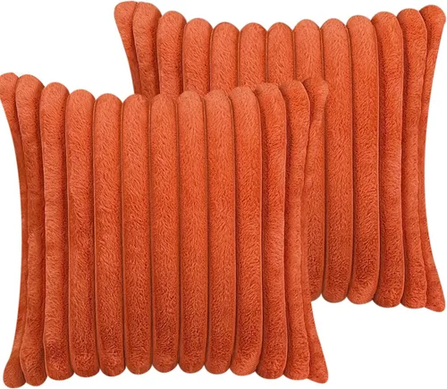 Vista 15 de Juego de 2 fundas de almohada decorativas de 16 x 16 pulgadas, fundas decorativas de piel sintética para cama, sofá, funda de almohada suave y Negro