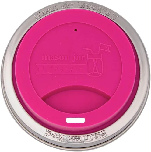 Vista 6 de Tapa de silicona para beber con banda de acero inoxidable para tarros Mason (Americana multicolor, boca regular)