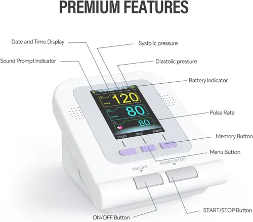 Vista 8 de CONTEC Tensiómetro de presión arterial completamente automático de brazo superior con 3 modos y 3 puños, esfigmomanómetro electrónico con memoria