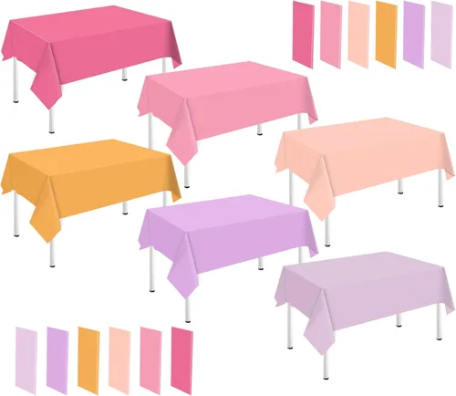 Vista 10 de Whaline 24 piezas de mantel azul de invierno de plástico, 6 gradientes de azul, mantel rectangular impermeable para decoración de boda de verano