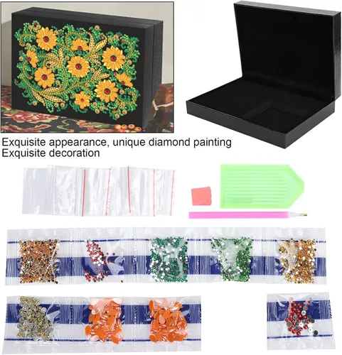Vista 6 de Caja de joyería de pintura de diamante creativo 5D aretes contenedor caja de almacenamiento caja de joyería kit joyero joyero joyero organizador
