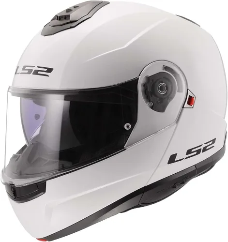 Vista 3 de LS2 Helmets Strobe II - Casco modular de motocicleta con protector solar (negro brillante, talla XS)