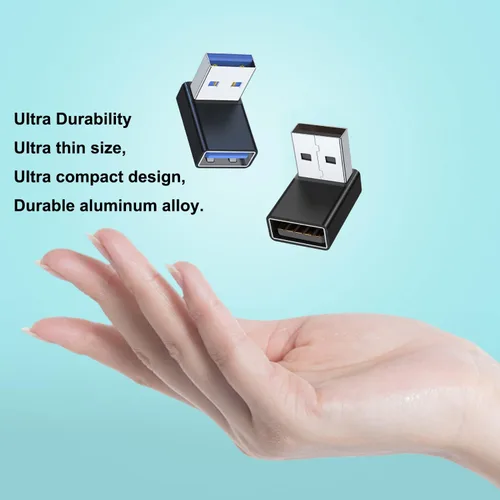 Vista 6 de AreMe Adaptador USB 3.0 de 90 grados, 2 unidades, ángulo hacia arriba