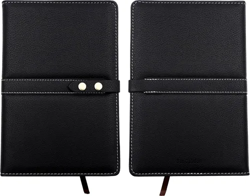Vista 7 de Juego de cuadernos de tapa dura, cuaderno de papel grueso clásico a rayas con lazo para bolígrafo y bolígrafo, A5 192 páginas, cubierta dura de piel