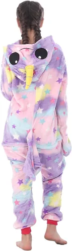 Vista 6 de WOYASIM Disfraz de franela para niños, disfraz de Halloween, Pascua, animales, cosplay para niñas y niños, una pieza
