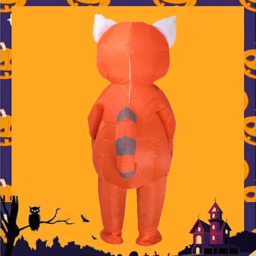 Vista 7 de Disfraz inflable de panda rojo para Halloween, de cuerpo completo, disfraz de animal para cosplay, para mujeres y hombres, fiesta de cosplay