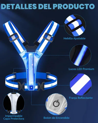 Vista 6 de Zacro LED Reflective Vest Running Gear, 5 Lights Colors High Visibility Reflective Running Gear Rechargeable Light Up Running Vest for Walking