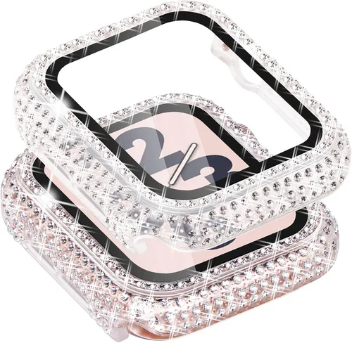 Vista 65 de Surace - Carcasa de 1.49 pulgadas compatible con Apple Watch con protector de pantalla, caja protectora general con diseño de diamantes brillantes