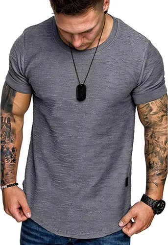 Vista 3 de Camiseta deportiva de algodón para hombre, gimnasio y entrenamiento.