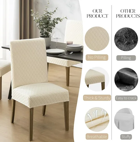 Vista 3 de MOSAYT Juego de 2 fundas para sillas de comedor 100% impermeables, súper ajuste elástico jacquard Parson, fundas extraíbles y lavables para sillas
