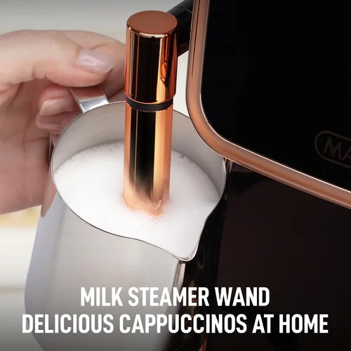 Vista 6 de Zulay Kitchen Magia - Máquina automática de café expreso, clásica, cobre negro, cafetera súper automática con molinillo integrado, varita de vapor