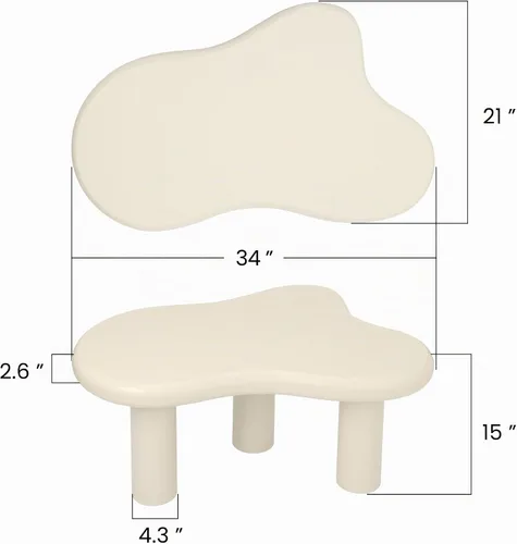 Vista 2 de Mesa de Centro Nube de 34"(L), Mesa de Centro de Madera Moderna para Sala de Estar, Mesas Centrales de Acento Únicas con 3 Patas, Mesas de Té