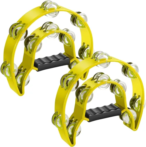 Vista 10 de Flexzion Pandereta Half Moon para adultos con jingles de doble fila, color Verde
