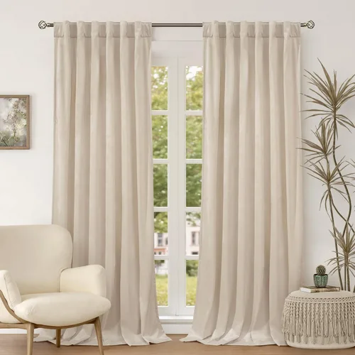 Vista 22 de BGment Cortinas de terciopelo rosa polvoriento, 2 paneles de 84 pulgadas, 2 paneles para sala de estar, aislamiento térmico de lujo, reducen
