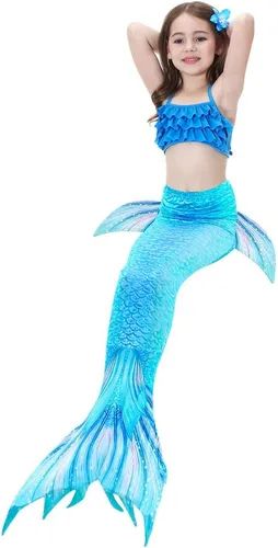 Vista 3 de Traje de baño de cola de sirena para niñas que nadan (sin monofín)