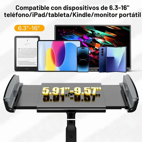 Vista 3 de Soporte para iPad, soporte para tablet giratorio de 360°, soporte