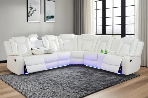 Vista 30 de A Ainehome Juego de sofá modular reclinable eléctrico con luz LED, sofás seccionales de cuero, juegos de muebles de sala de estar, juegos de sofá