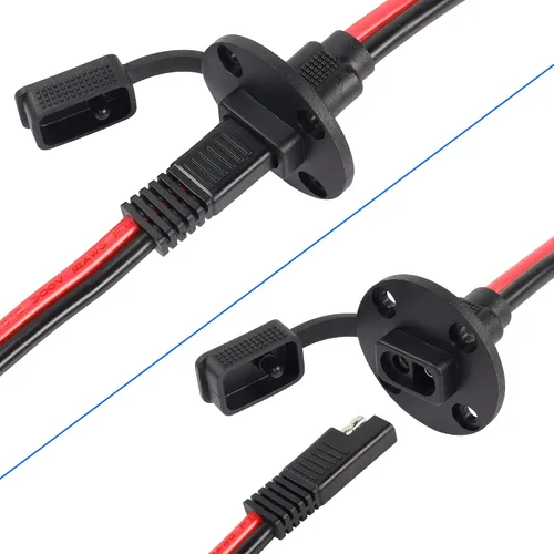 Vista 5 de CERRXIAN Cable solar de panel de montaje empotrado SAE de 1.0 ft 10 awg y cable de extensión de puerto de pared lateral SAE a SAE de conexión rápida