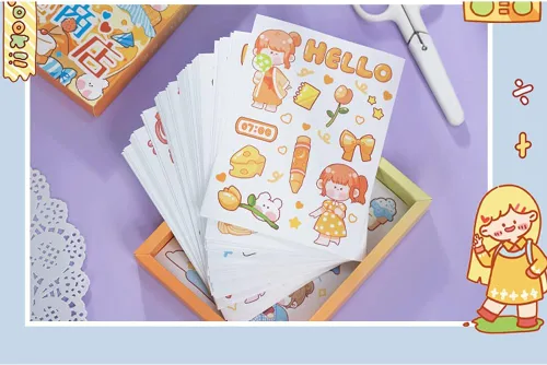 Vista 6 de Kawaii Washi - Juego de calcomanías (50 hojas), postre dulce, fruta, plantas, papelería, gelatina, pastel de gelatina, calcomanías de alimentos