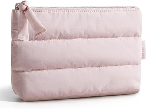 Vista 16 de BAGSMART Pequeña bolsa de maquillaje, neceser portátil esponjoso con cierre de cremallera con encanto, organizador de viaje resistente al agua