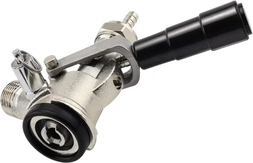 Vista 2 de Keg Coupler, Sankey D Tap with 304 Stainless Steel Probe, Keg Coupler D System with Black Handle & Hose Clamp, D Style,Sankey D Tap for 5/16" ID