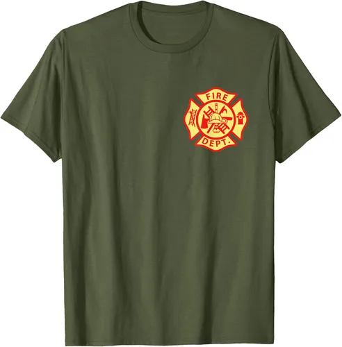 Vista 83 de Camiseta con logotipo de bomberos con símbolo de bombero, Negro