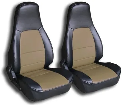 Vista 3 de Iggee Diseñado para Mazda Miata 1990-1997 de cuero artificial, ajuste personalizado, 2 fundas de asiento delantero (par) (beige)