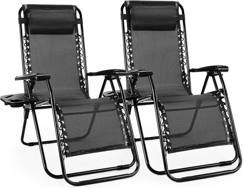 Vista 18 de Sillón de gravedad cero de gran tamaño, silla plegable reclinable para Negro y Verde