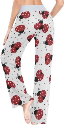 Vista 5 de Pantalones de pijama cómodos y holgados para mujer, con cordón ajustable, pantalones de pierna ancha Palazzo