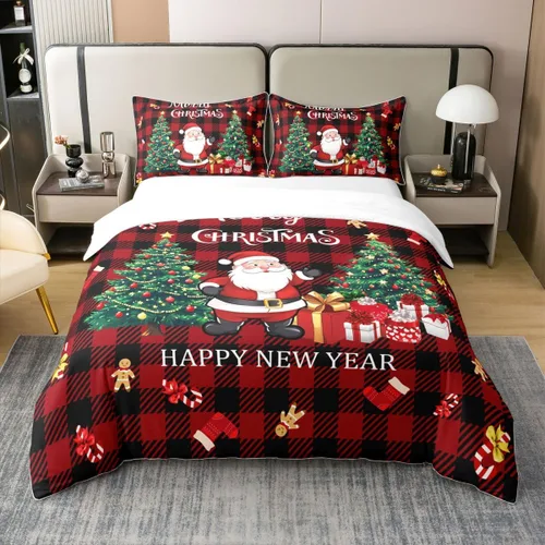 Vista 12 de Erosebridal Funda de edredón de Navidad 100% algodón, ropa de cama de ciervos de Navidad de dibujos animados para niños y niñas, campanas de copo
