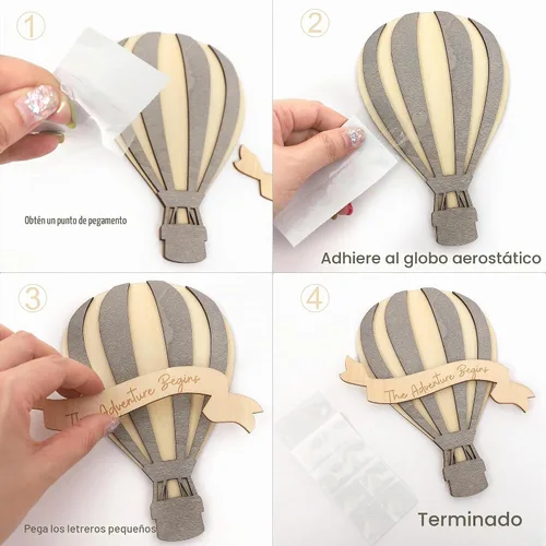Vista 7 de Tarjetas de hitos mensuales de madera con globo aerostático para bebé, letrero de hitos de mi primer año, marcador de hitos mensuales para bebés