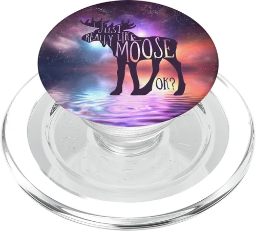 Vista 8 de I Just Really Like Moose Ok? Space Nebula Deer Gift PopSockets intercambiables PopGrip