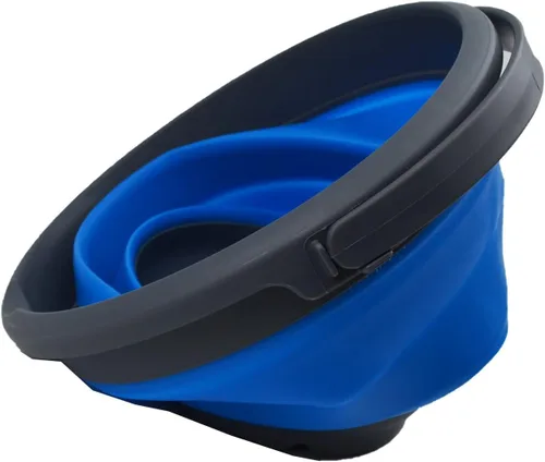Vista 3 de SAMMART Cubo de plástico plegable de 5.5 L (1.4 galones) con tapa, bañera redonda plegable con tapa, cubo de agua portátil para pesca, maceta