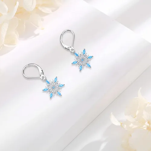 Vista 102 de Aretes colgantes de plata de ley con diseño de árbol de la vida, flor, abeja, animales, gato, colibrí, piedra lunar, turquesa, aretes con cierre