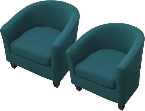 Vista 13 de WOMACO 2 fundas para silla de club, fundas elásticas impresas para sillón y bañera redonda con funda de cojín, parte inferior elástica, protector