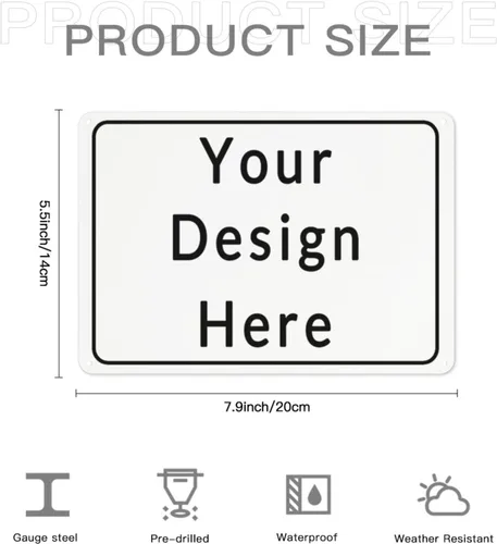 Vista 3 de Letrero de metal personalizado para oficina, negocios, lugar de trabajo, hogar, letreros de entrega para interiores o exteriores Personalizar