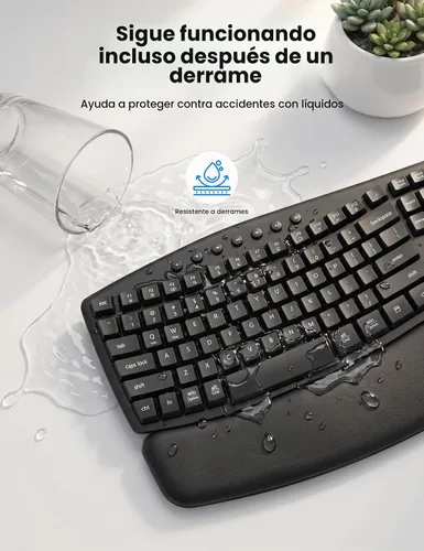 Vista 7 de SABLUTE Combo de teclado y mouse inalámbricos, onda ergonómica, silenciosa Negro